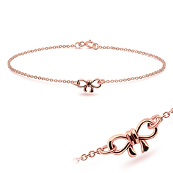 Cutie Bow Rose Gold Plated Silver Anklet ANK-324-RO-GP